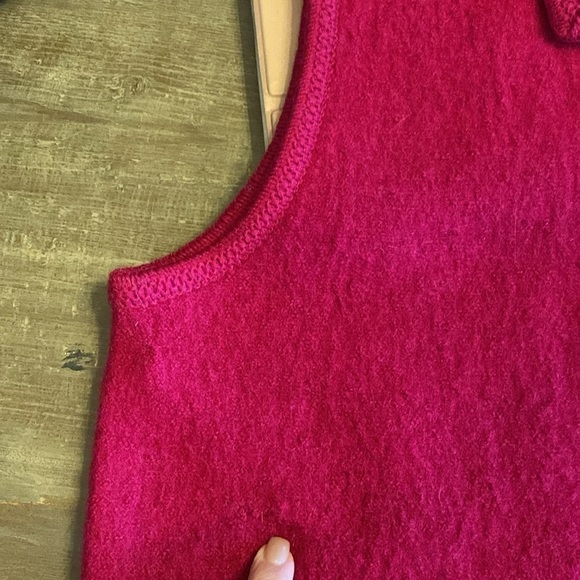 Lisa International Boiled Wool Vest Womens Pink Sz M classic Fall Winter - Picture 11 of 11